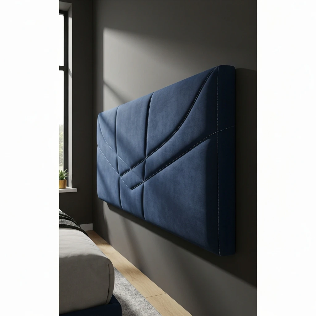 Bedroom with upholstered headboard and downlights